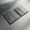 Bifold Card Holder "Eclipse" – Black Crazy Horse Leather with Green Stitching