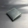 Bifold Card Holder "Eclipse" – Black Crazy Horse Leather with Green Stitching