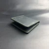 Bifold Card Holder "Eclipse" – Black Crazy Horse Leather with Green Stitching